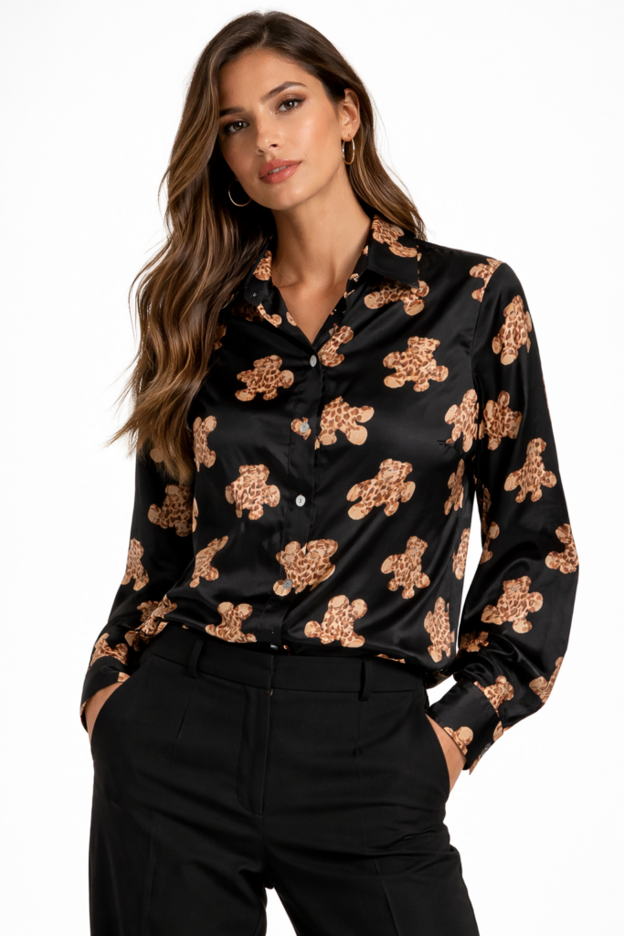 Camisa Negra Estampado Ositos – Brave Soul
