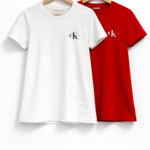 Calvin Klein camiseta blanco rojo mujer logo