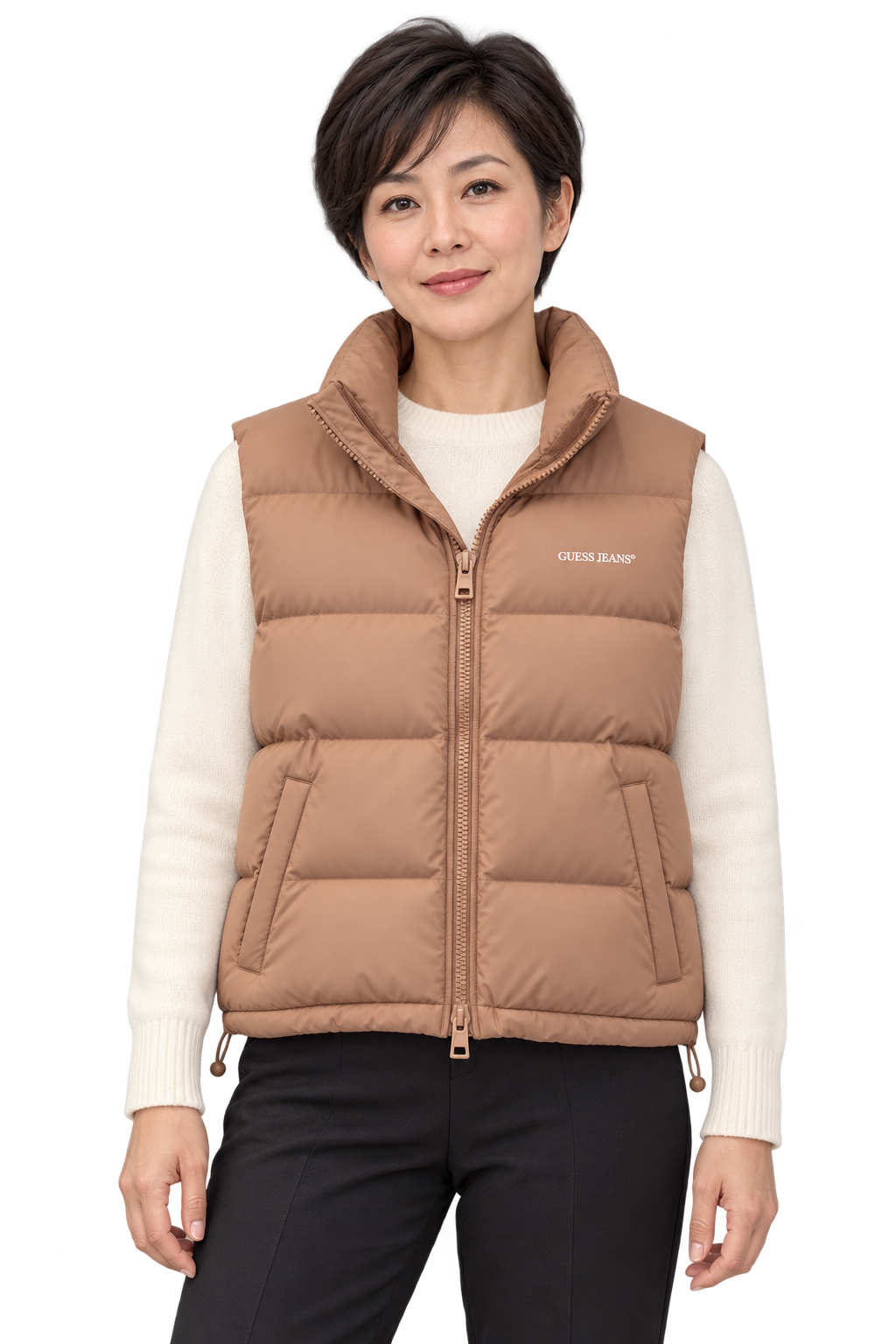 Chaleco acolchado beige mujer GUESS Jeans