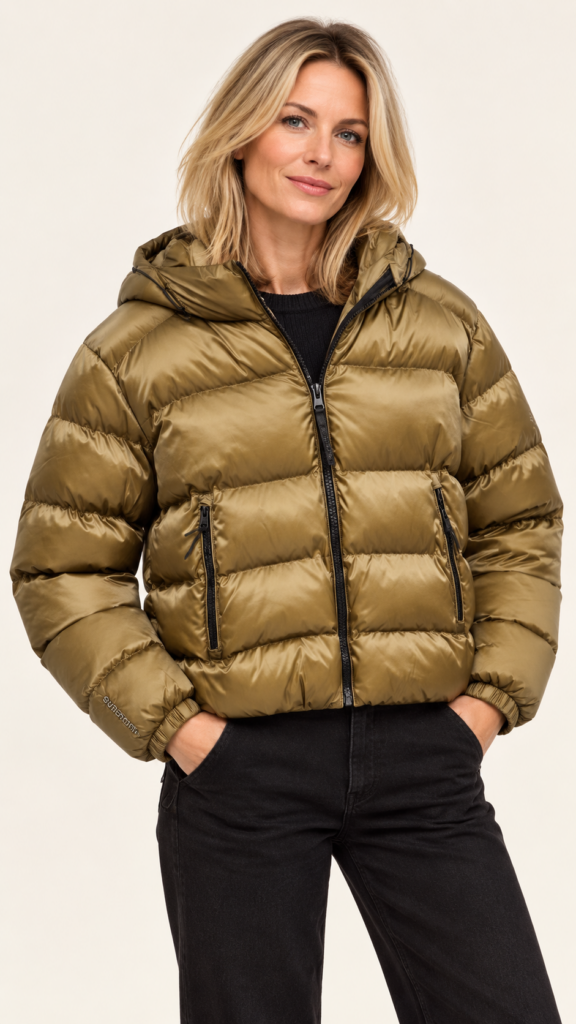 Chaqueta acolchada Superdry con capucha color caqui