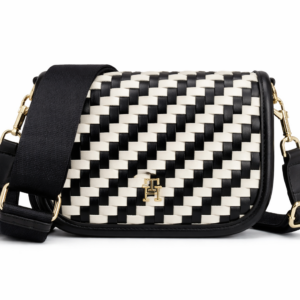 Bolso Tommy Hilfiger Mujer Blanco y Negro Trenzado – Bandolera Elegante