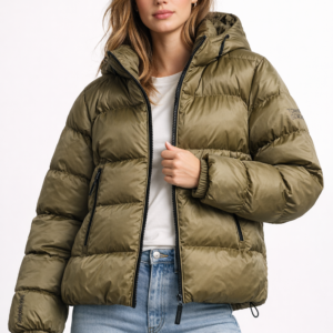 Chaqueta acolchada Superdry con capucha color caqui