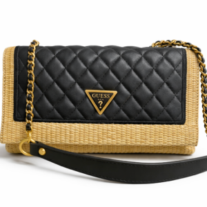 Bolso Guess Mujer Negro y Natural Efecto Trenzado – Bandolera Elegante