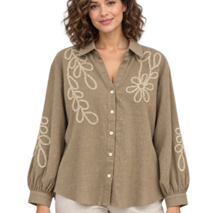 Camisa Beige Bordada Amélie Amour Mujer