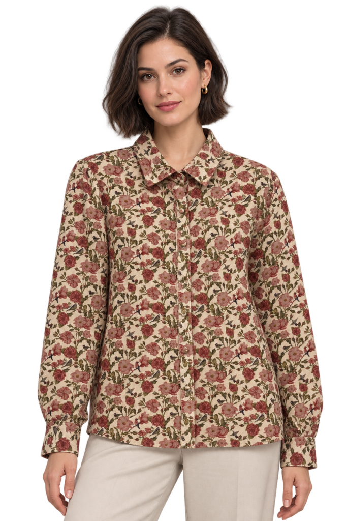 Camisa Floral Beige Amélie Amour Mujer