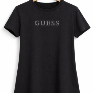 Guess camiseta negra mujer logo strass