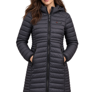 Chaqueta Acolchada Larga Superdry Mujer con Capucha – Negra