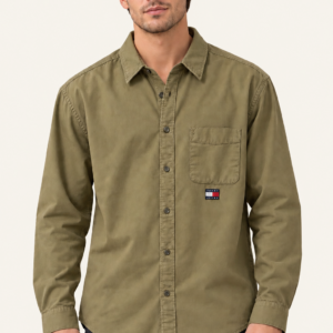 Camisa Tommy Hilfiger Hombre Manga Larga Caqui