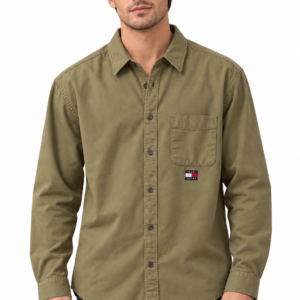 Camisa Tommy Hilfiger Hombre Manga Larga Caqui