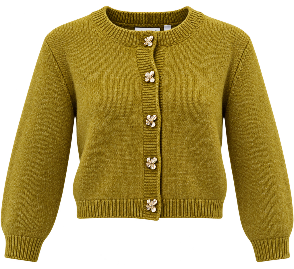 Cárdigan de mujer BRAVE SOUL mostaza con botones joya dorados