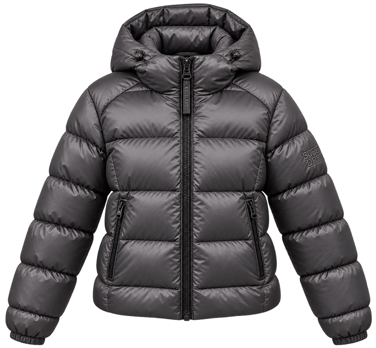 Chaqueta Acolchada Superdry Mujer con Capucha – Gris Antracita - Imagen 2