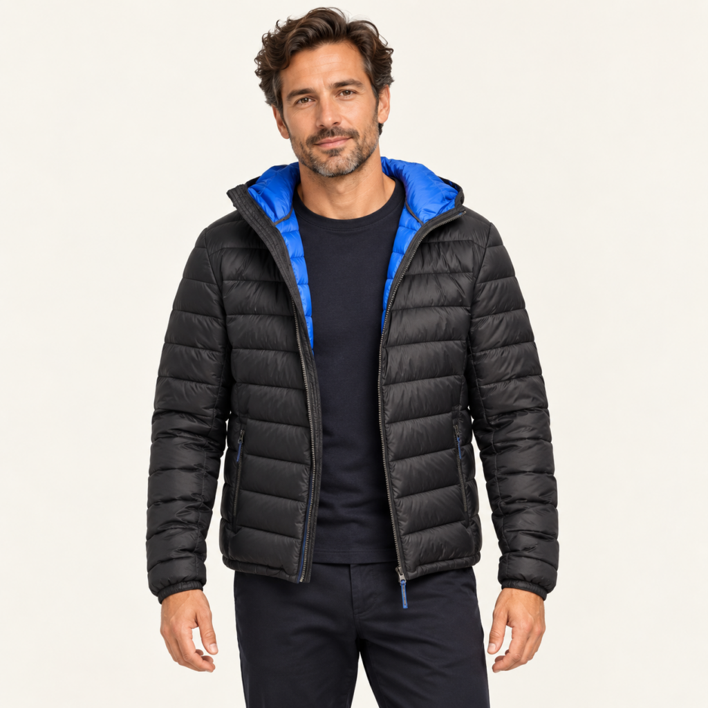 Chaqueta acolchada Marina Yachting de hombre  negra con interior azul