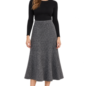 Falda Midi Amélie Amour Gris de Punto – Mujer
