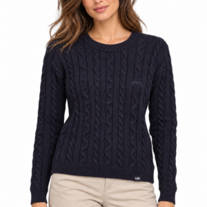 Jersey Superdry Mujer de Punto Trenzado Azul Marino