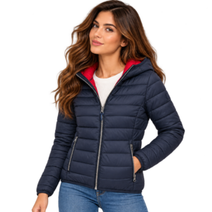 Chaqueta Acolchada Marina Yachting Azul Marino con Capucha Roja