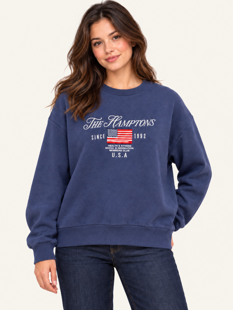 Sudadera Brave Soul azul marino The Hamptons con bordado frontal