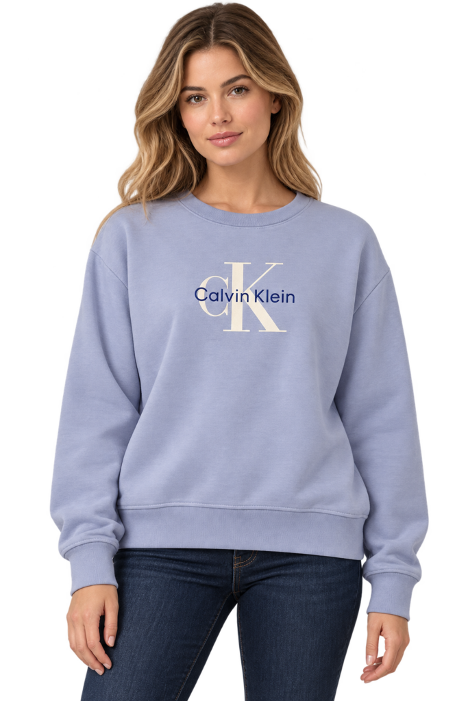 Sudadera Calvin Klein Jeans Azul Claro con Logo Frontal